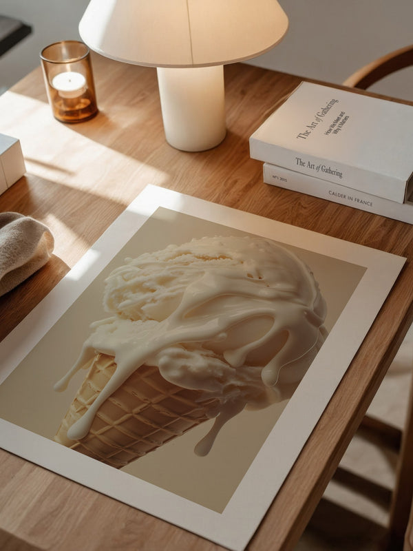 Eiswaffel Creme tropfend