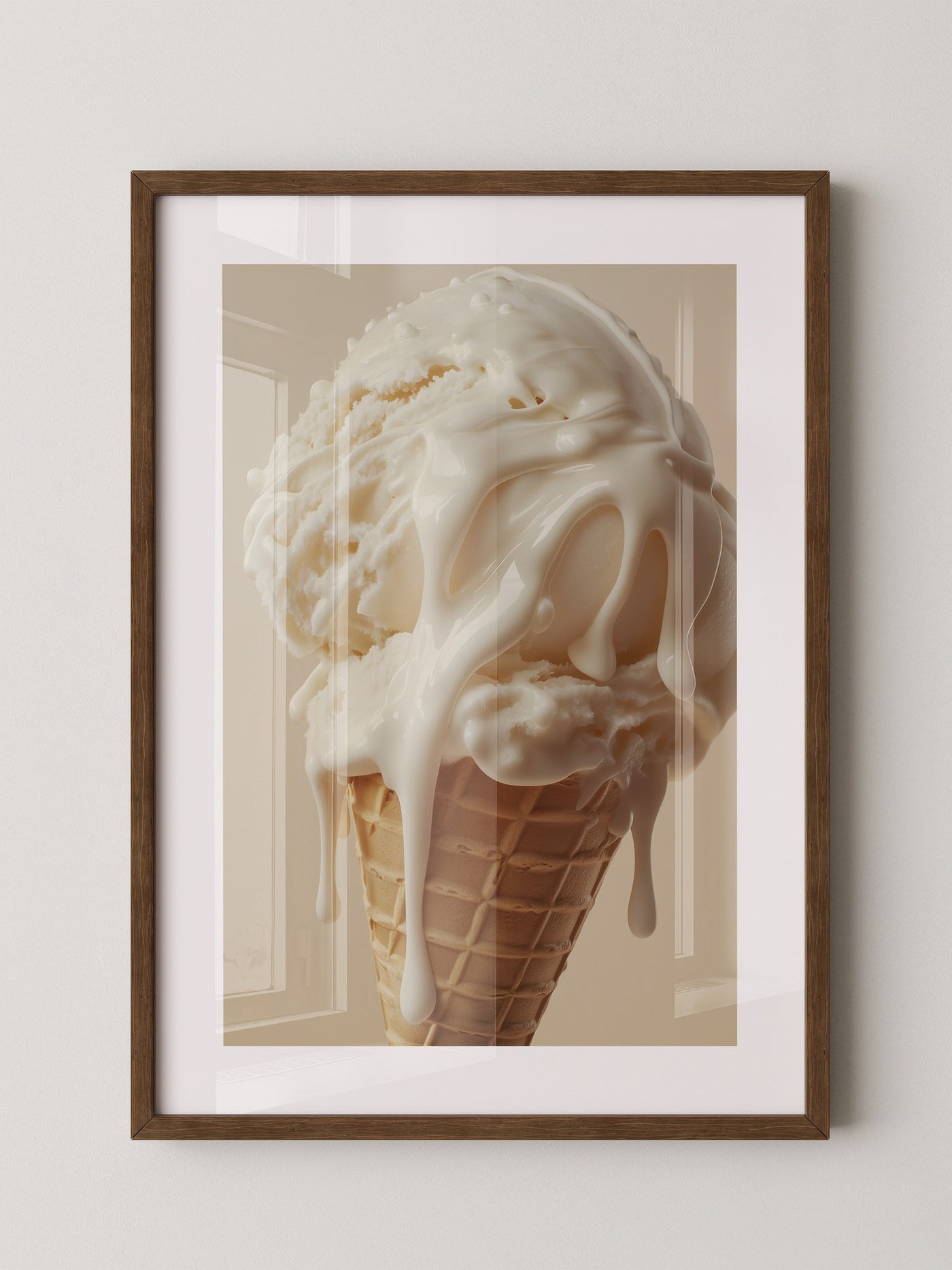 Eiswaffel Creme tropfend