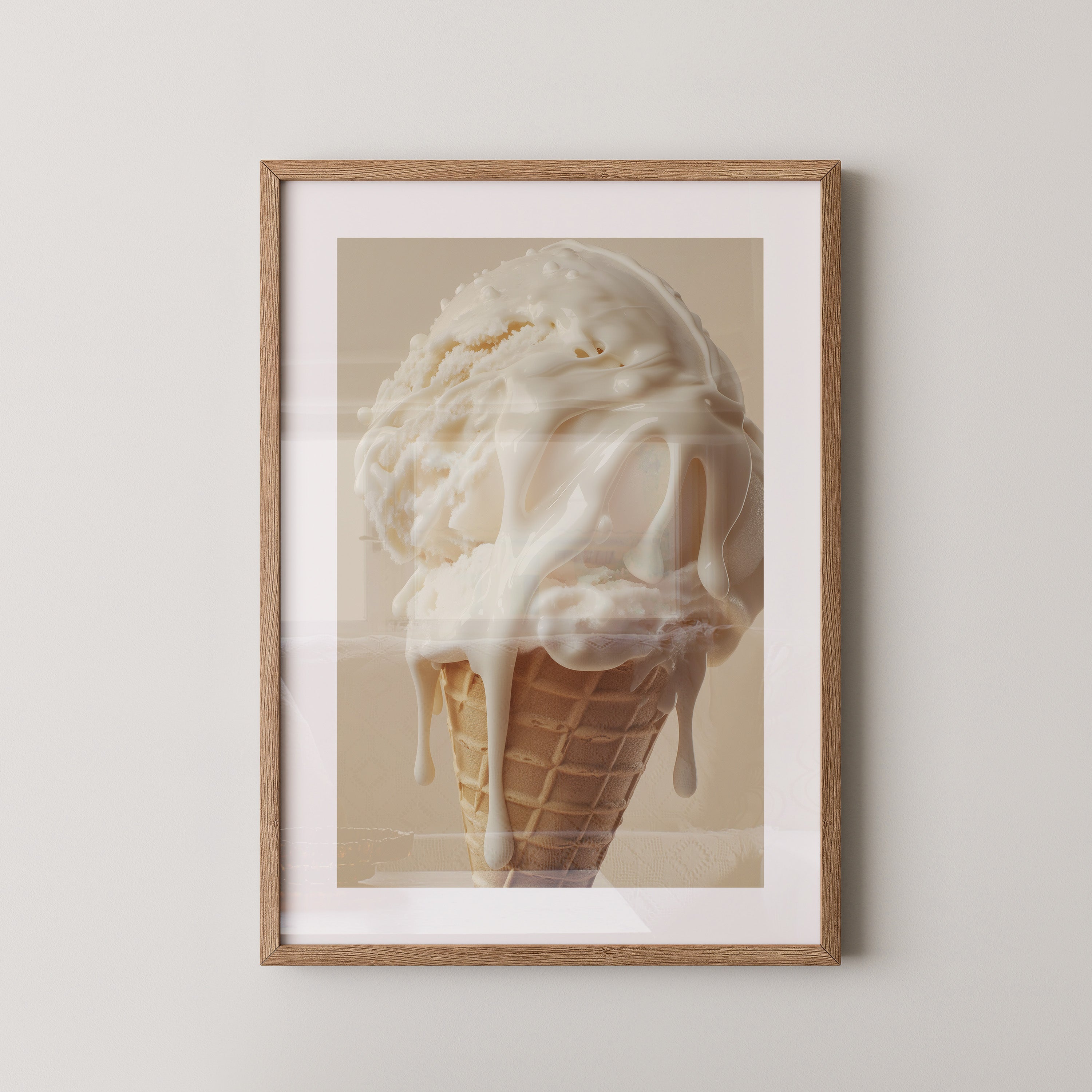 Eiswaffel Creme tropfend