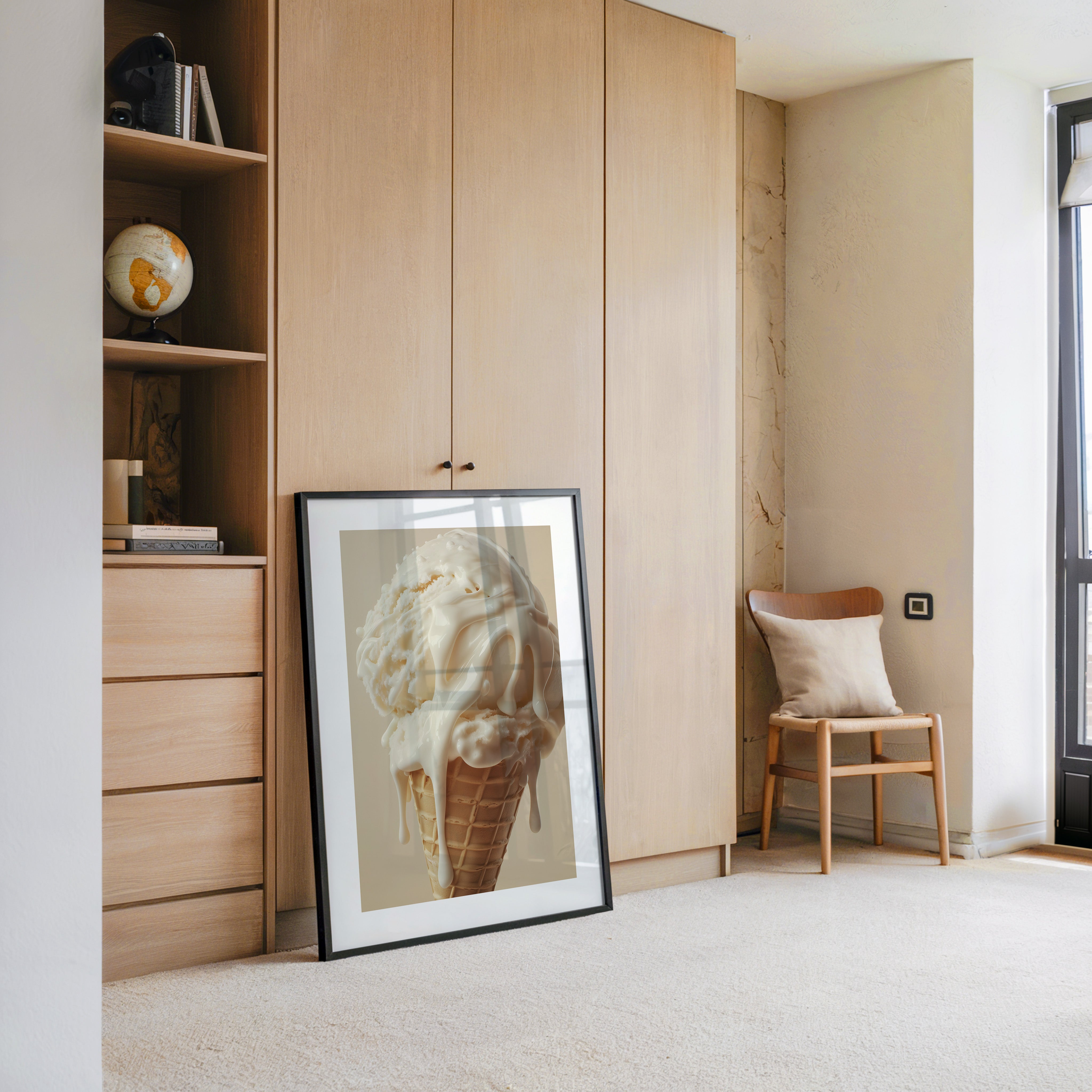 Eiswaffel Creme tropfend