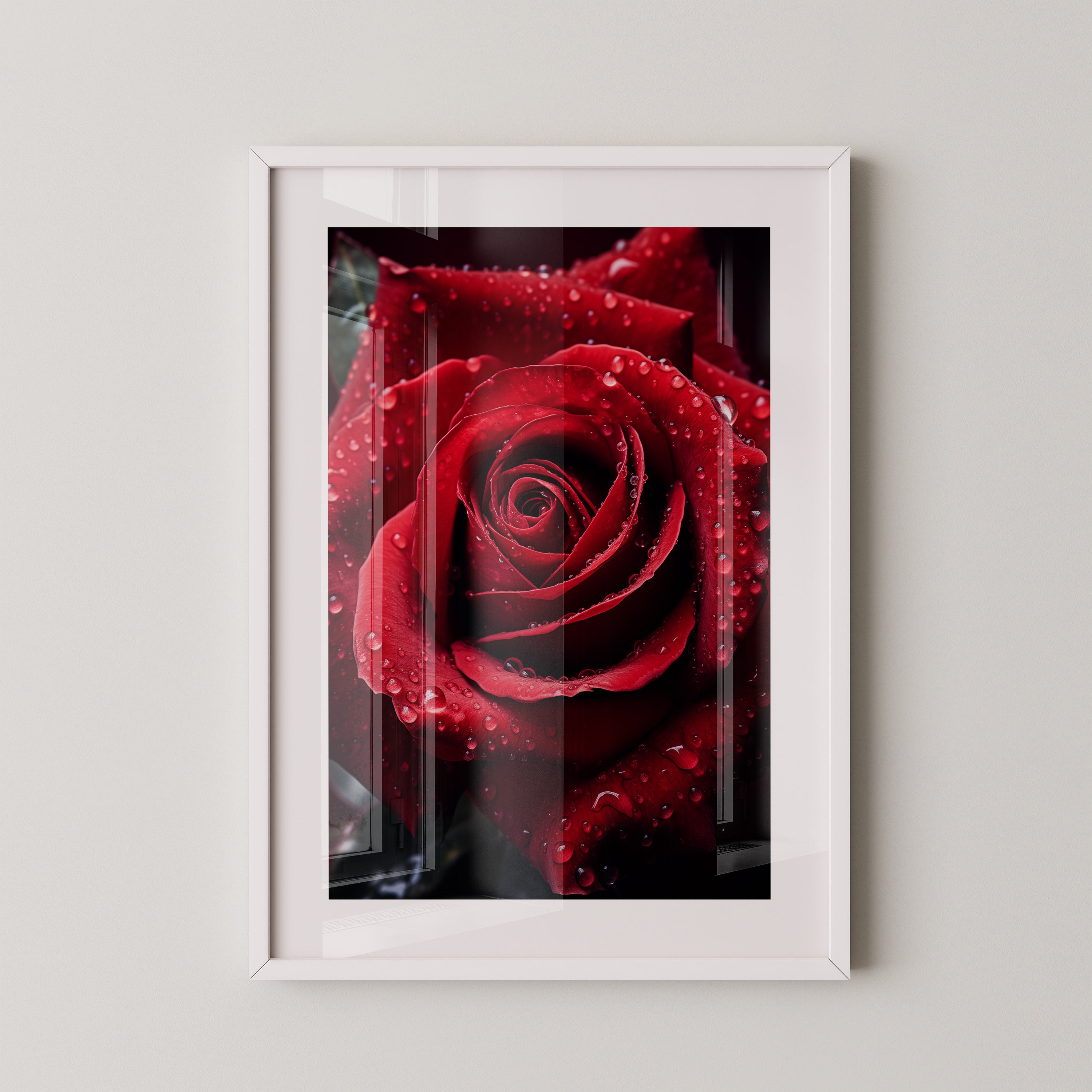 Rote Rose Wassertropfen