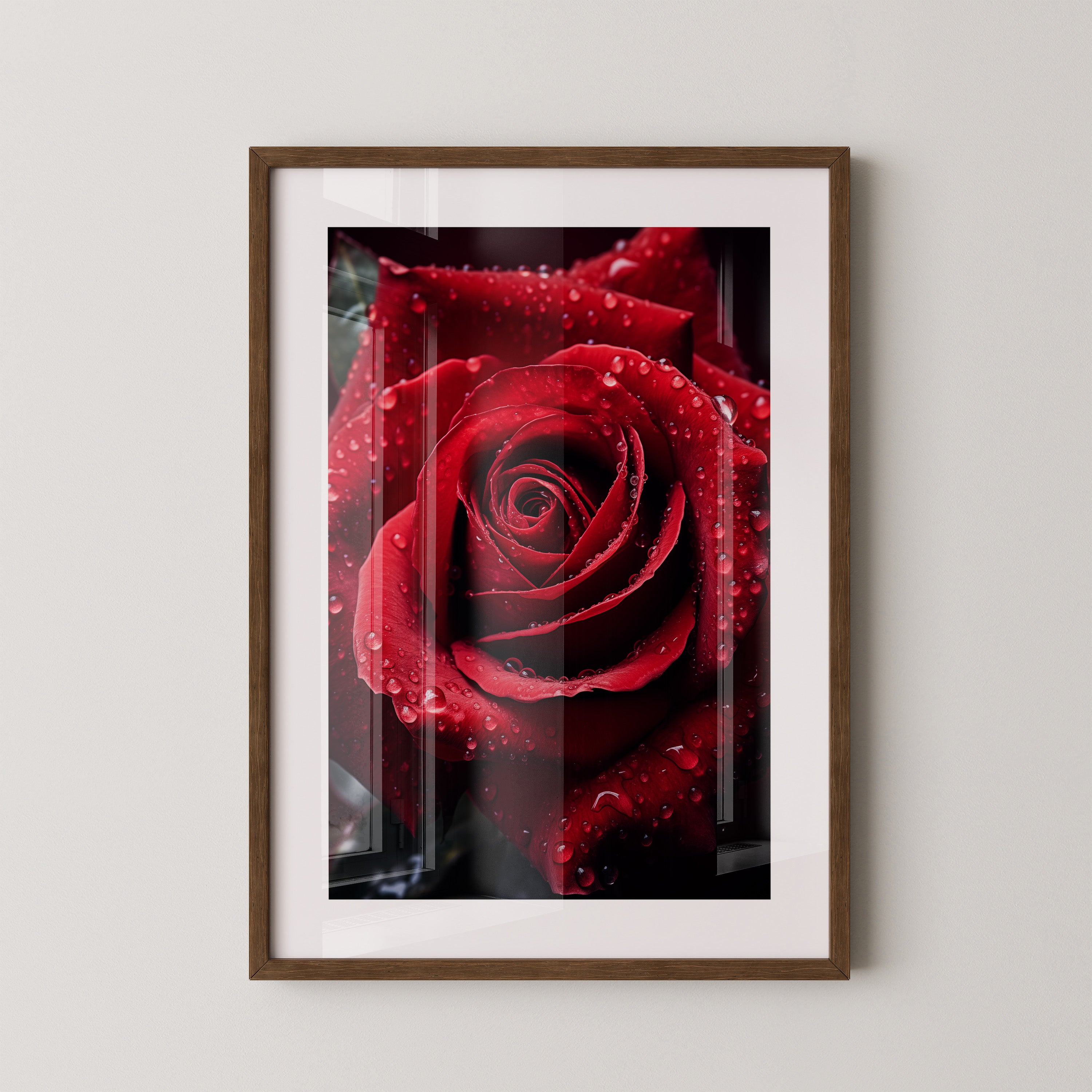 Rote Rose Wassertropfen