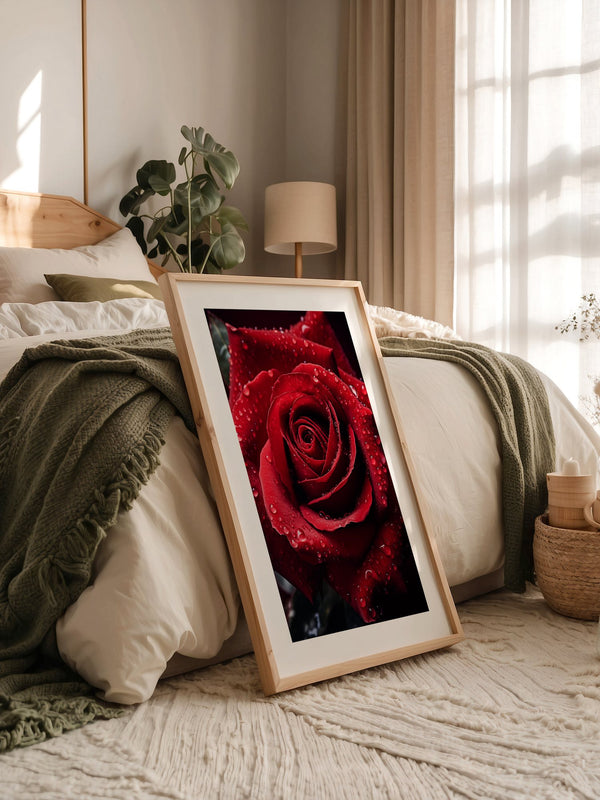 Rote Rose Wassertropfen