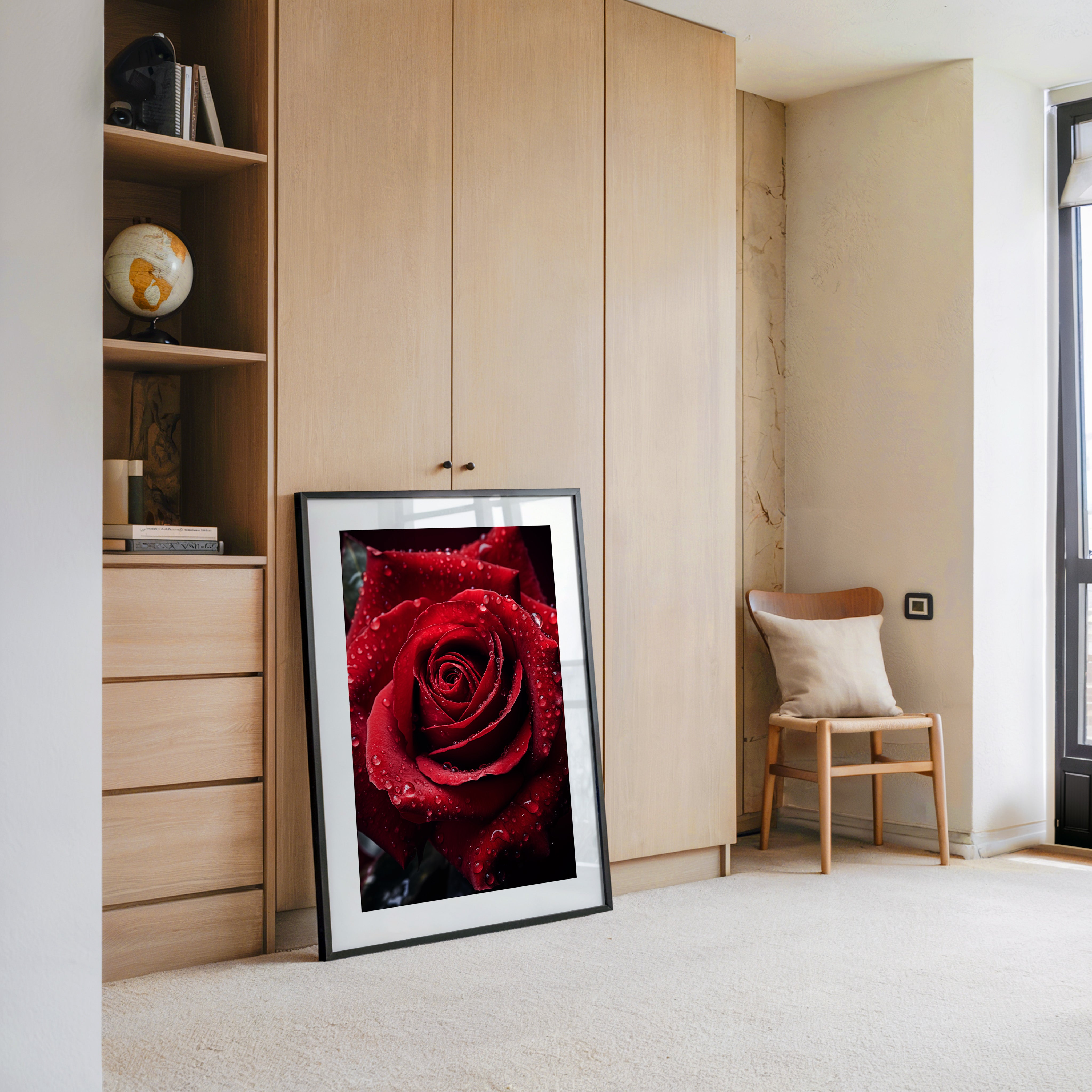 Rote Rose Wassertropfen