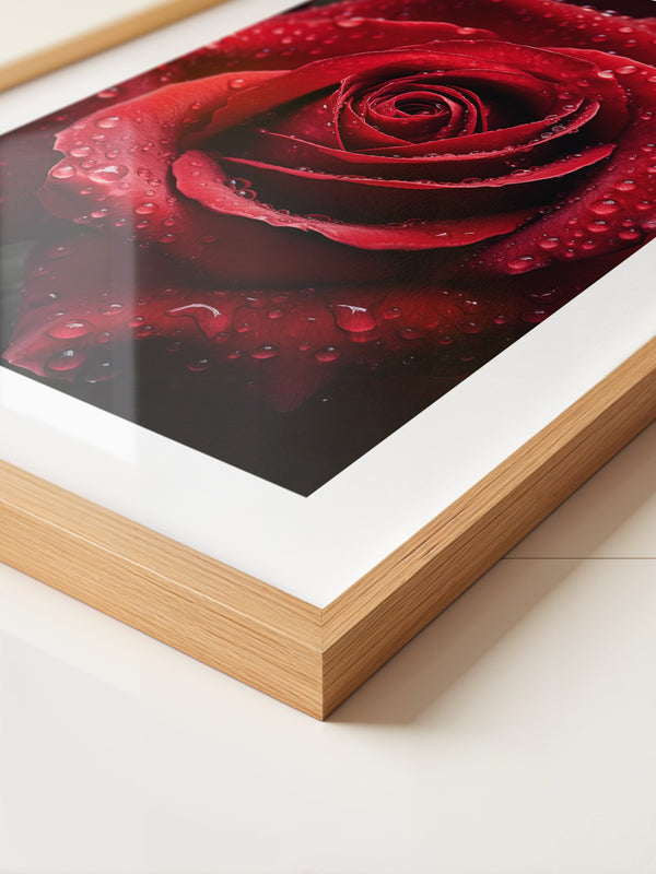 Rote Rose Wassertropfen
