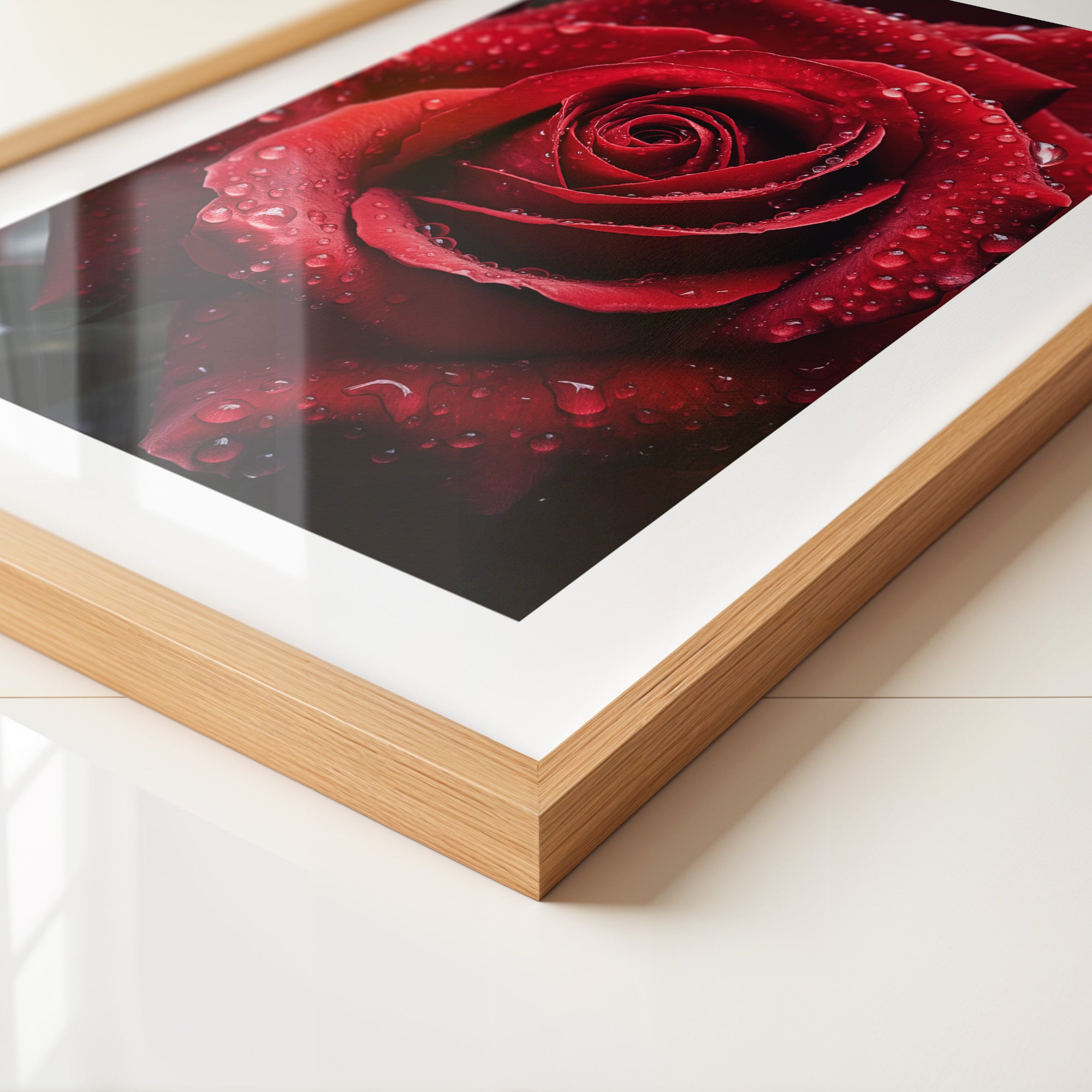 Rote Rose Wassertropfen