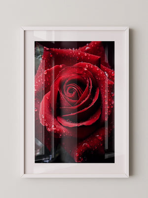 Rote Rose Wassertropfen