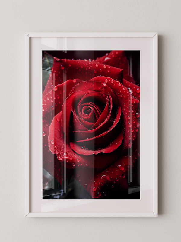 Rote Rose Wassertropfen