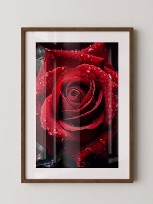 Rote Rose Wassertropfen
