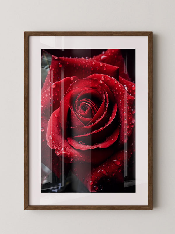 Rote Rose Wassertropfen