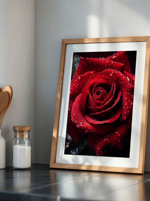 Rote Rose Wassertropfen