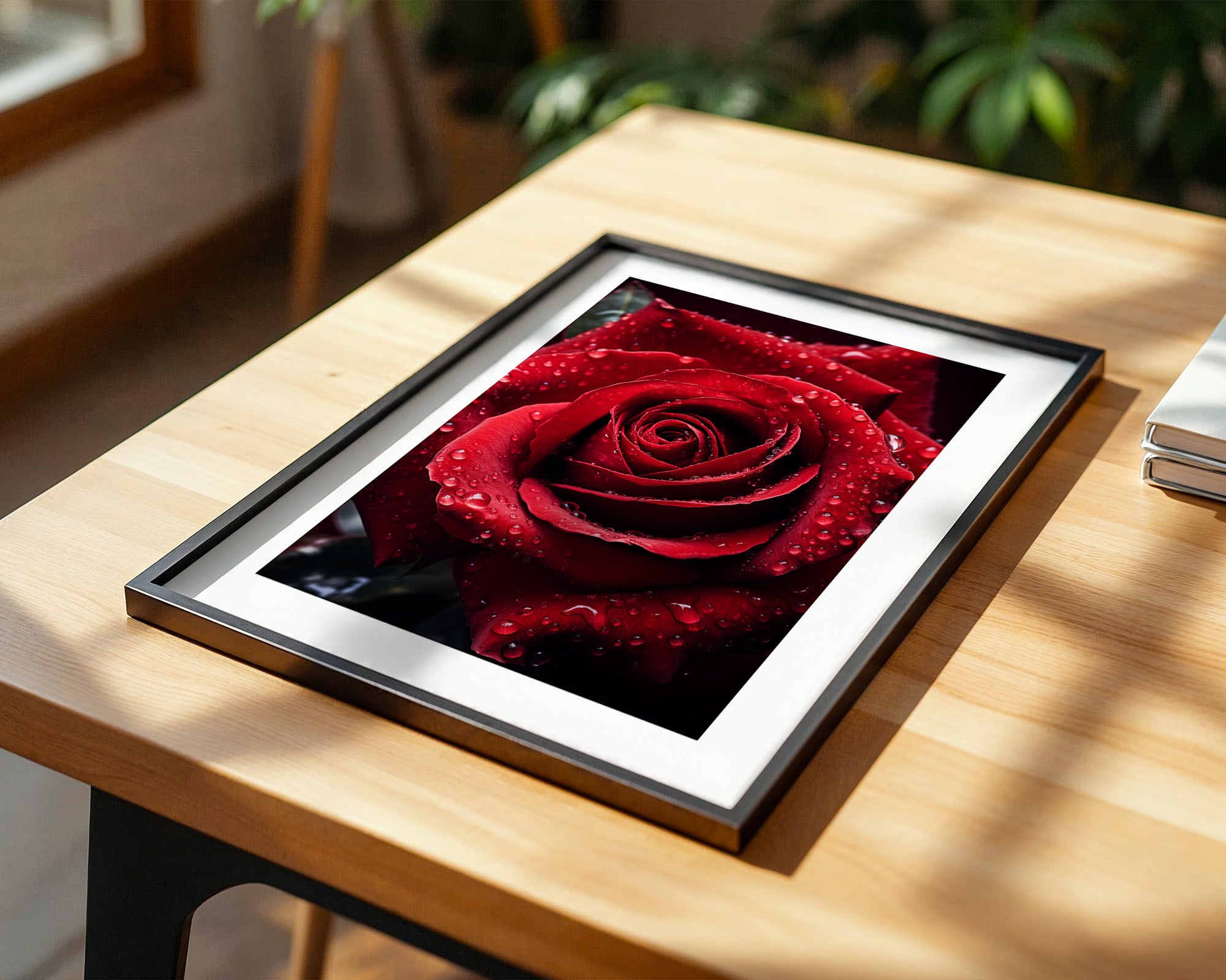 Rote Rose Wassertropfen