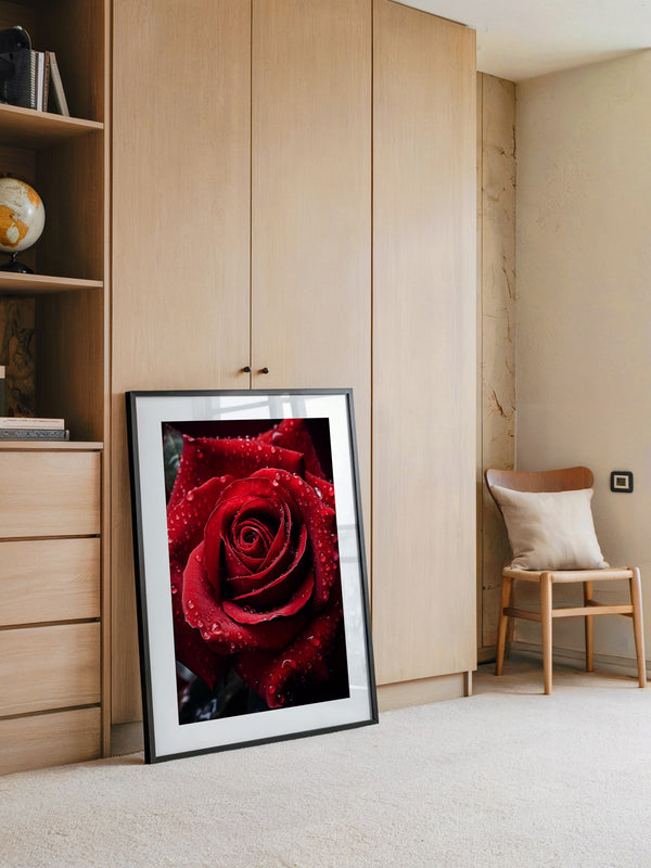 Rote Rose Wassertropfen