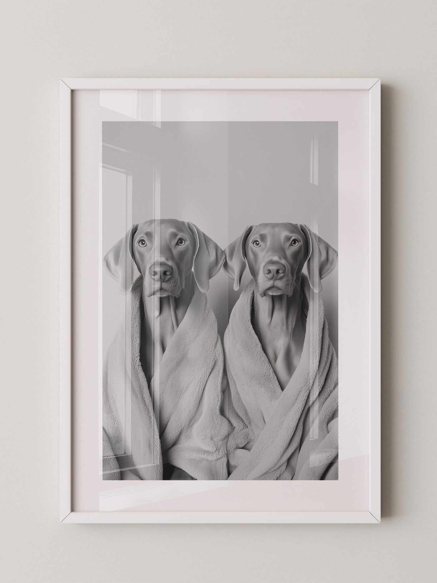 Hunde im Bademantel Grau