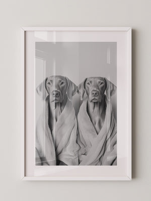 Hunde im Bademantel Grau