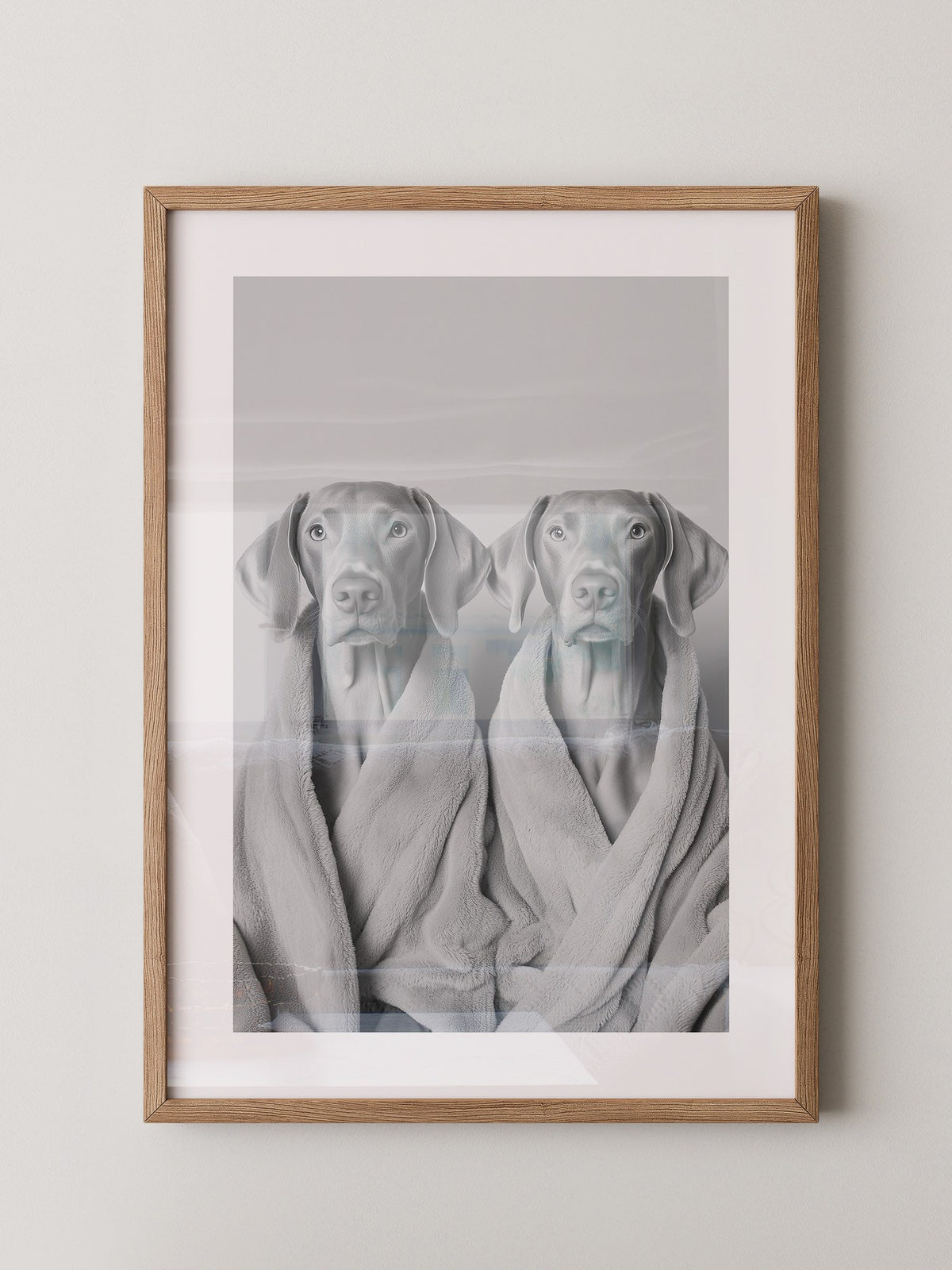 Hunde im Bademantel Grau