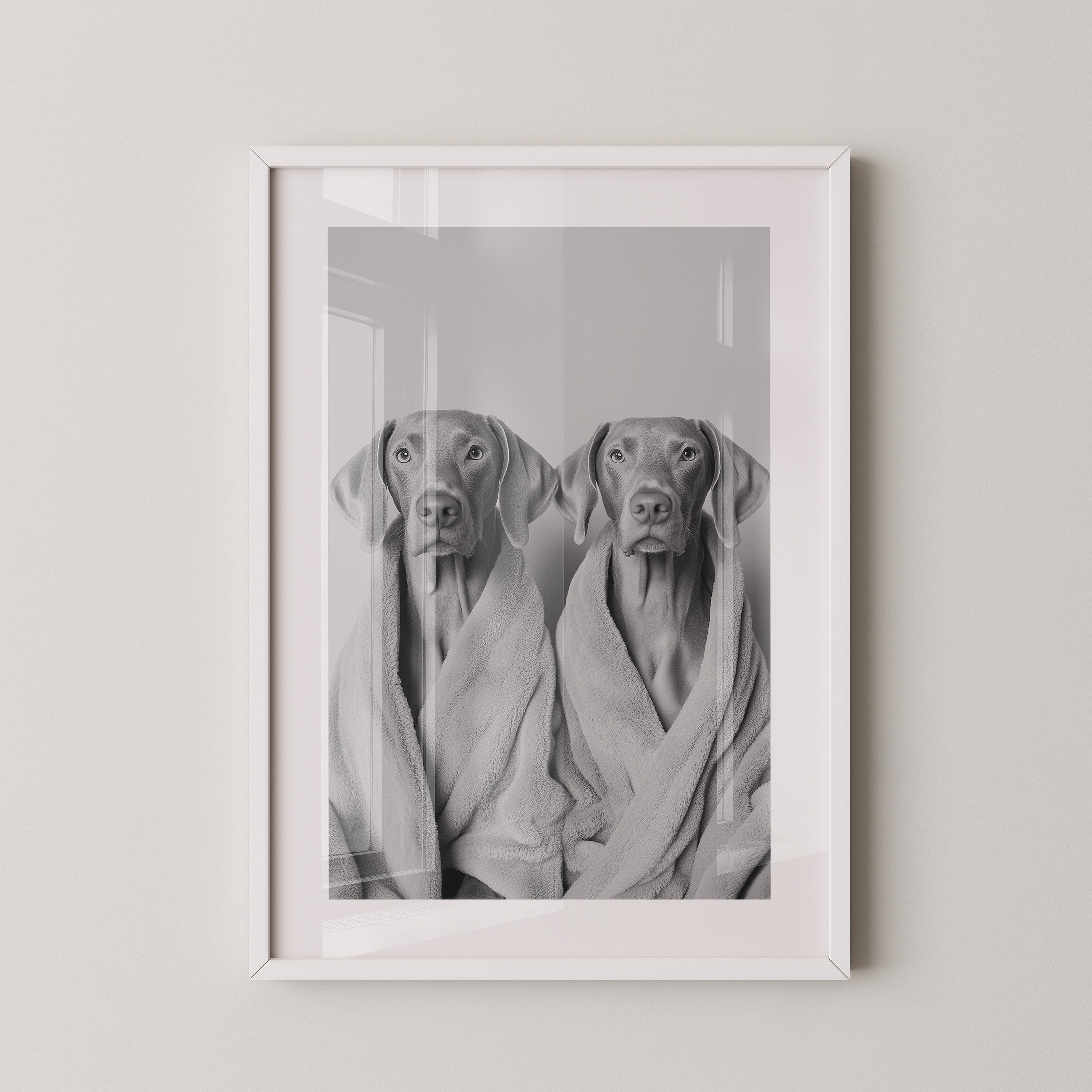 Hunde im Bademantel Grau