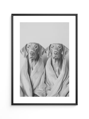 Hunde im Bademantel Grau