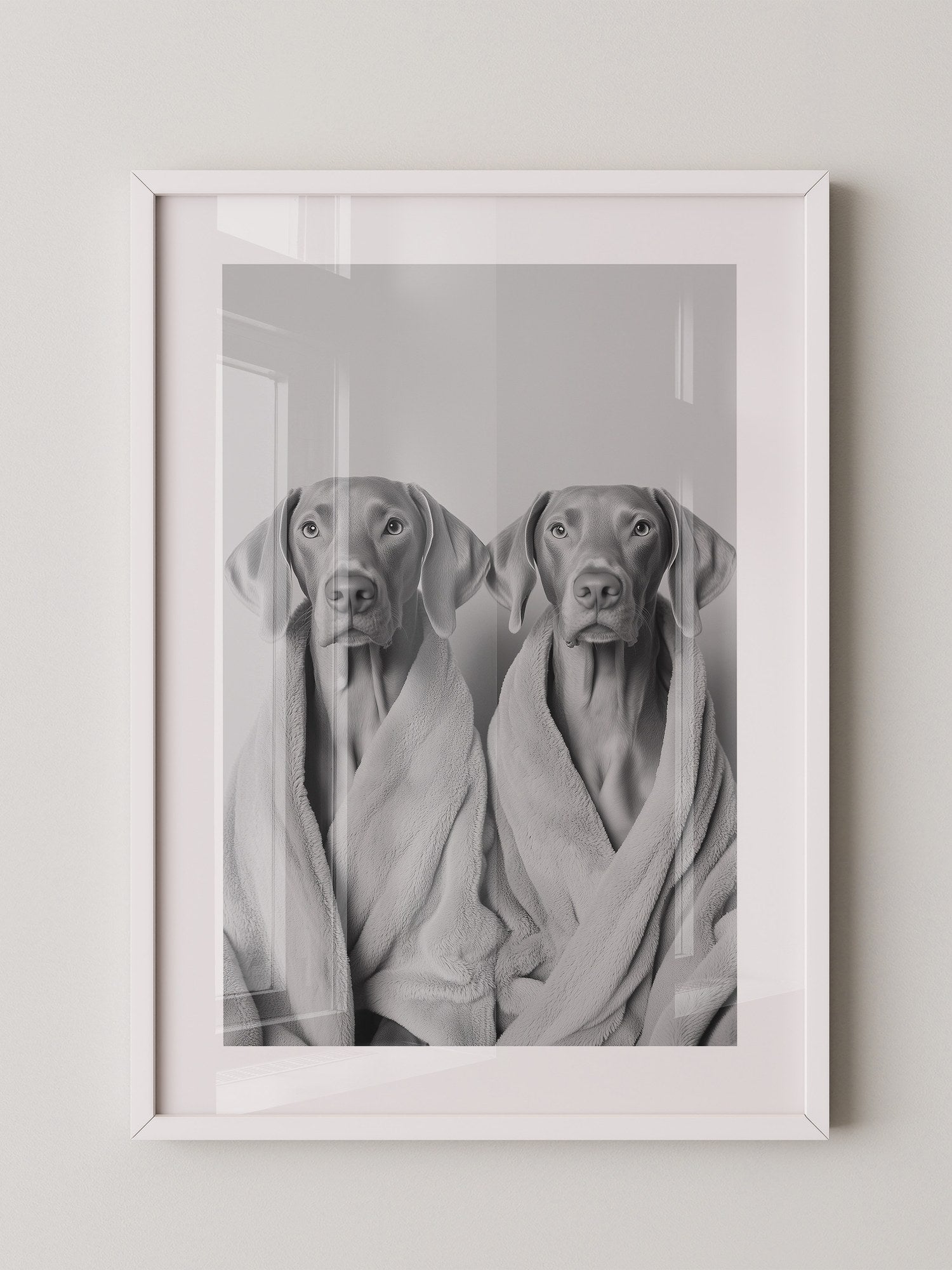 Hunde im Bademantel Grau