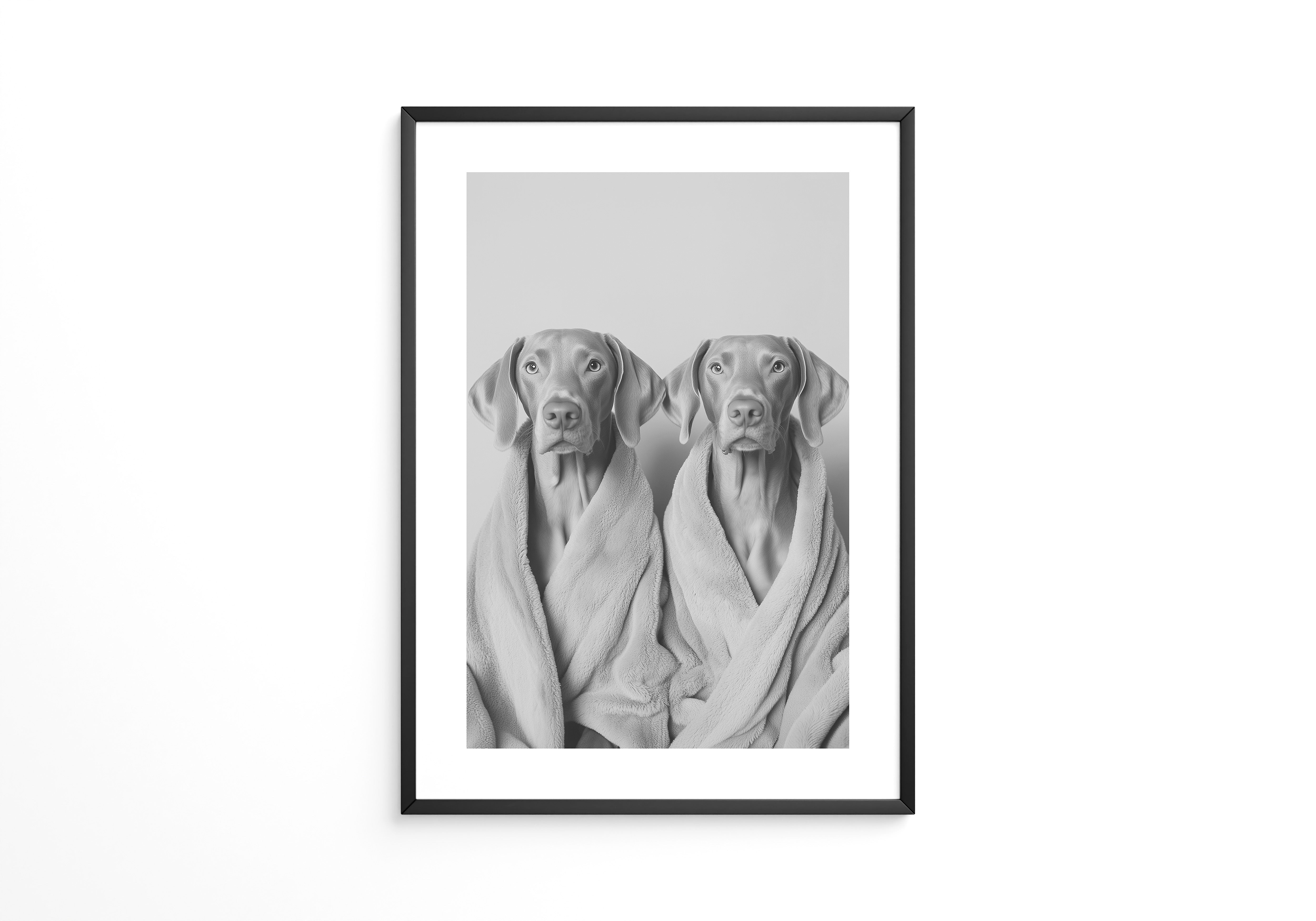 Hunde im Bademantel Grau