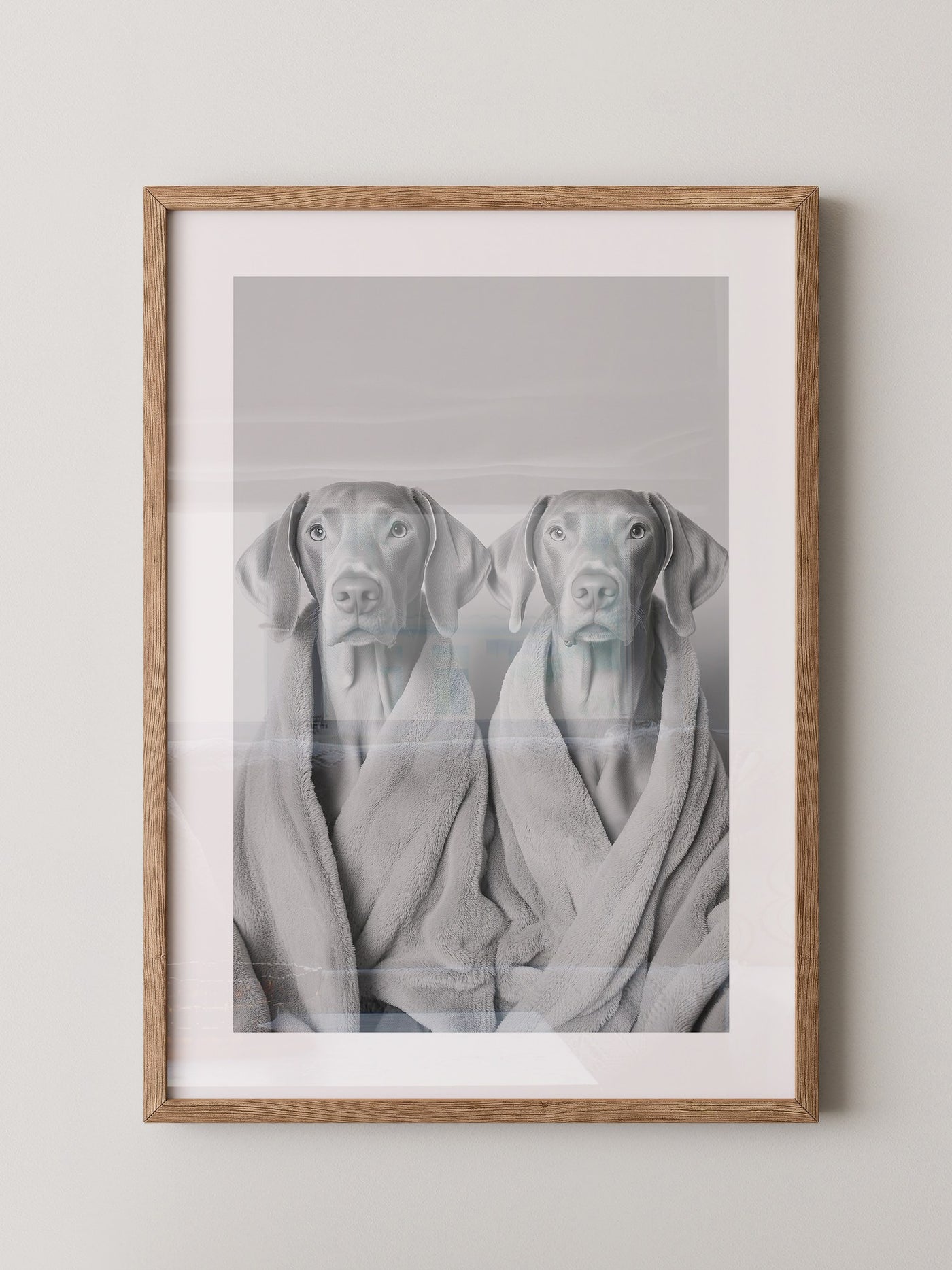 Hunde im Bademantel Grau
