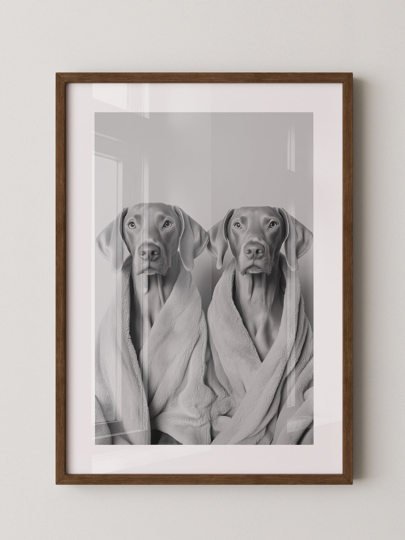 Hunde im Bademantel Grau