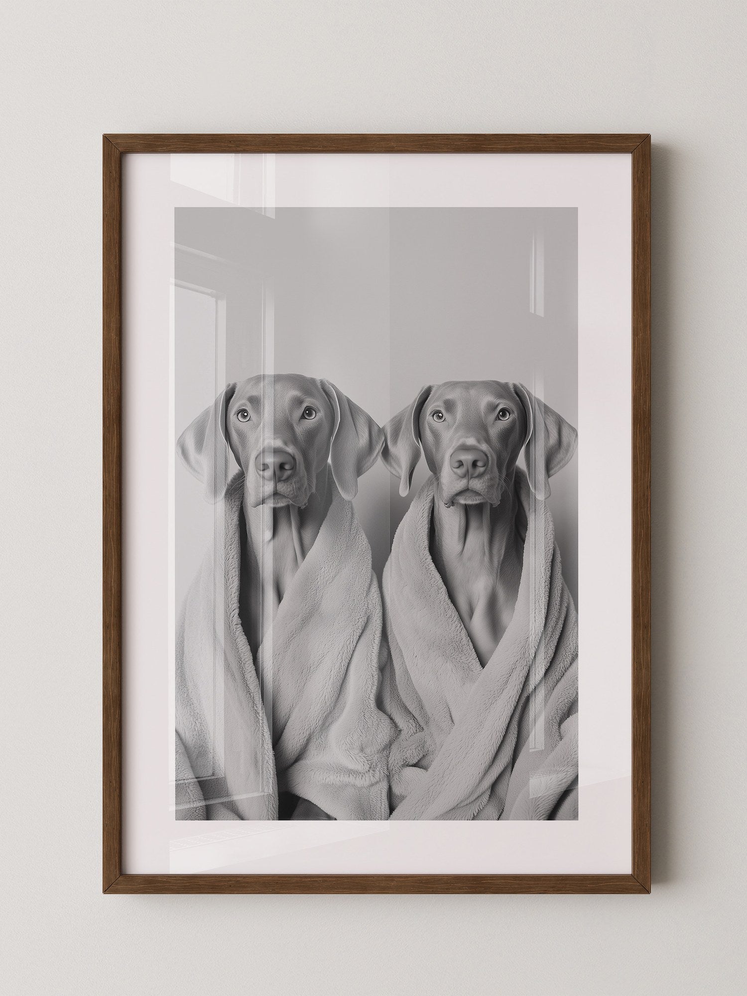 Hunde im Bademantel Grau