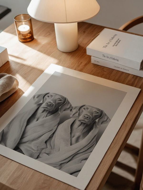 Hunde im Bademantel Grau