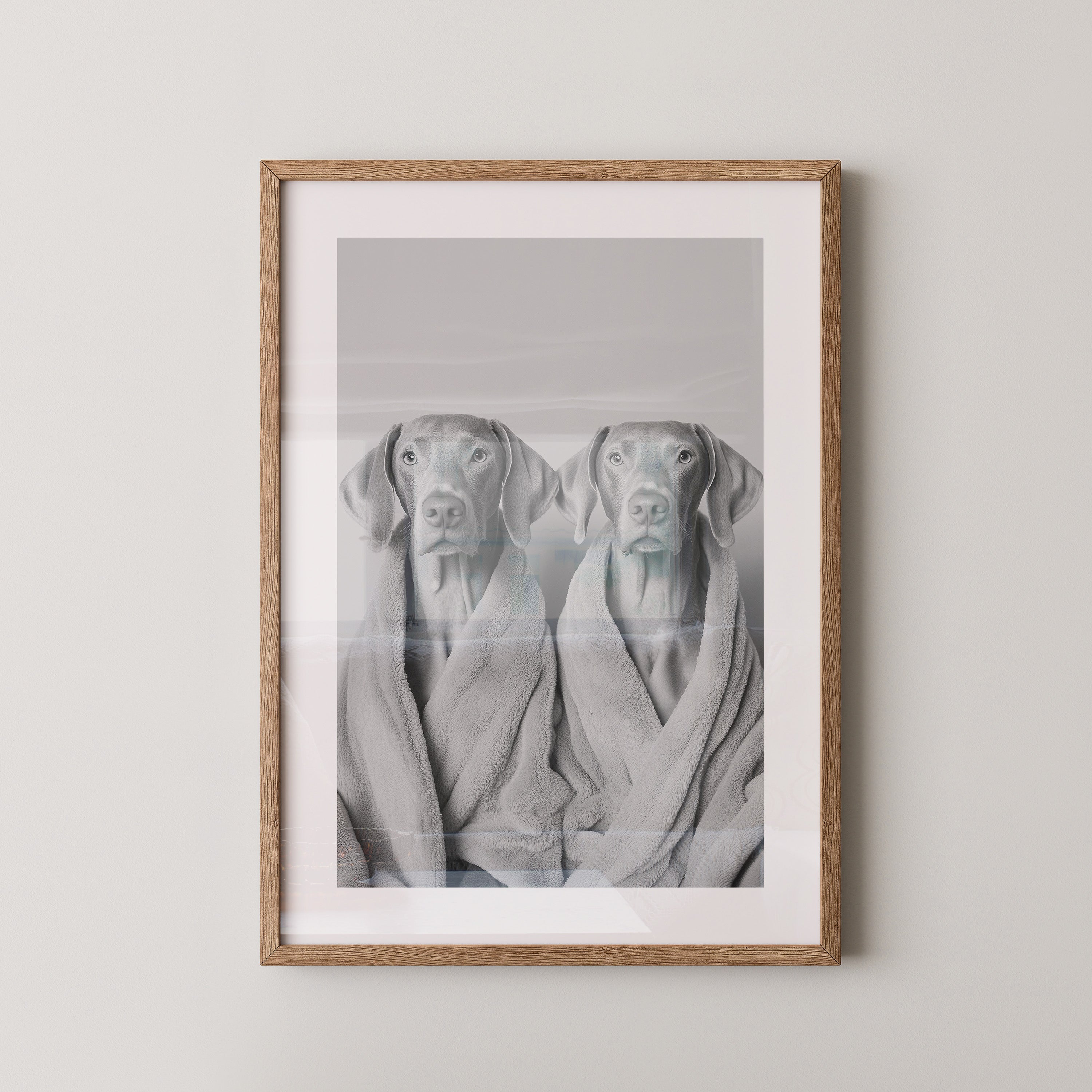 Hunde im Bademantel Grau