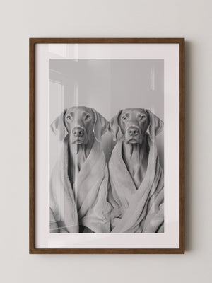 Hunde im Bademantel Grau