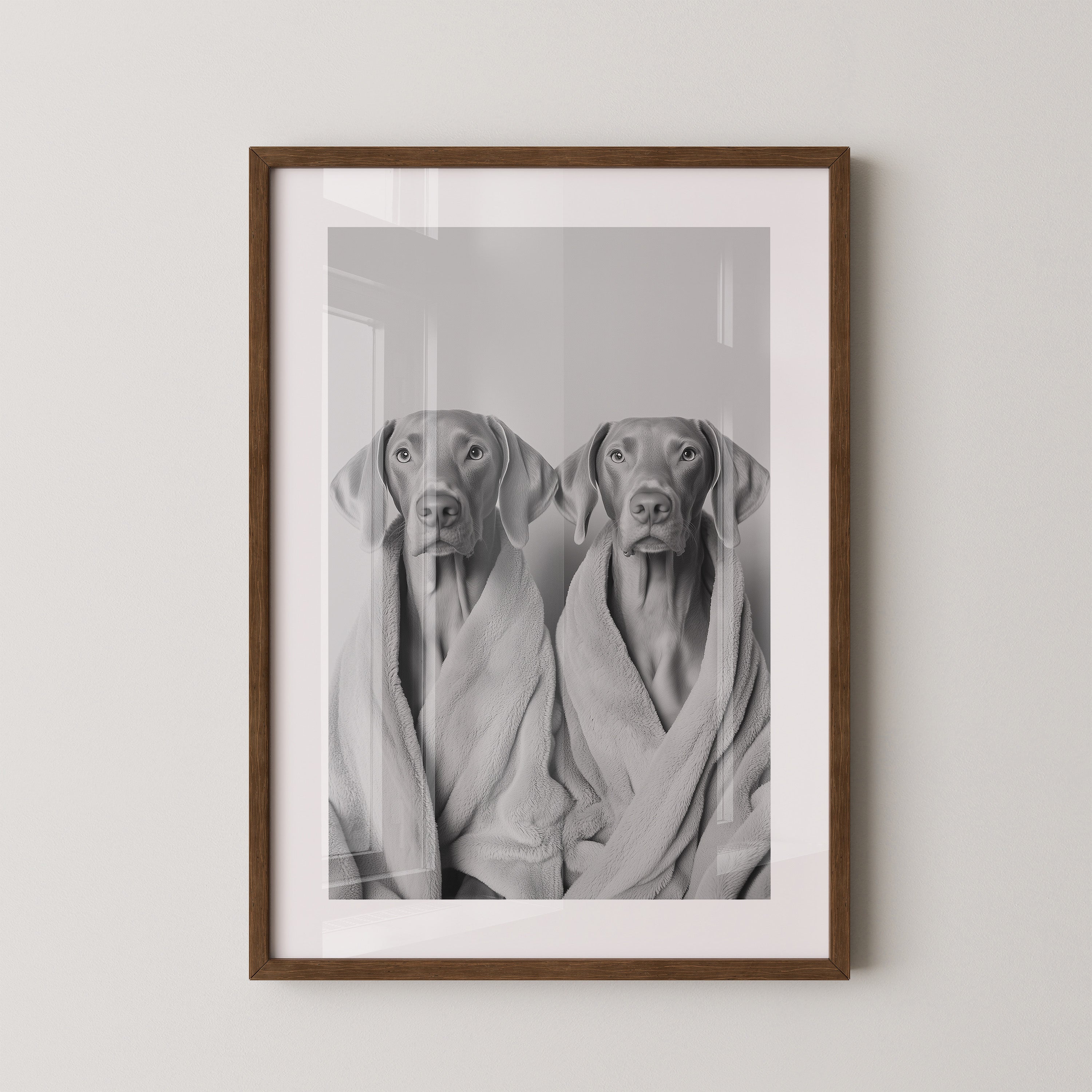 Hunde im Bademantel Grau