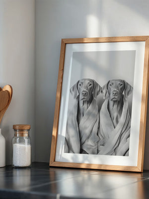 Hunde im Bademantel Grau