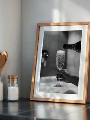 Sektglas Schwarzweiß Schaum