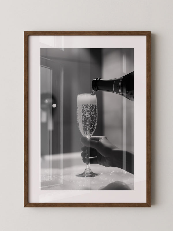 Sektglas Schwarzweiß Schaum