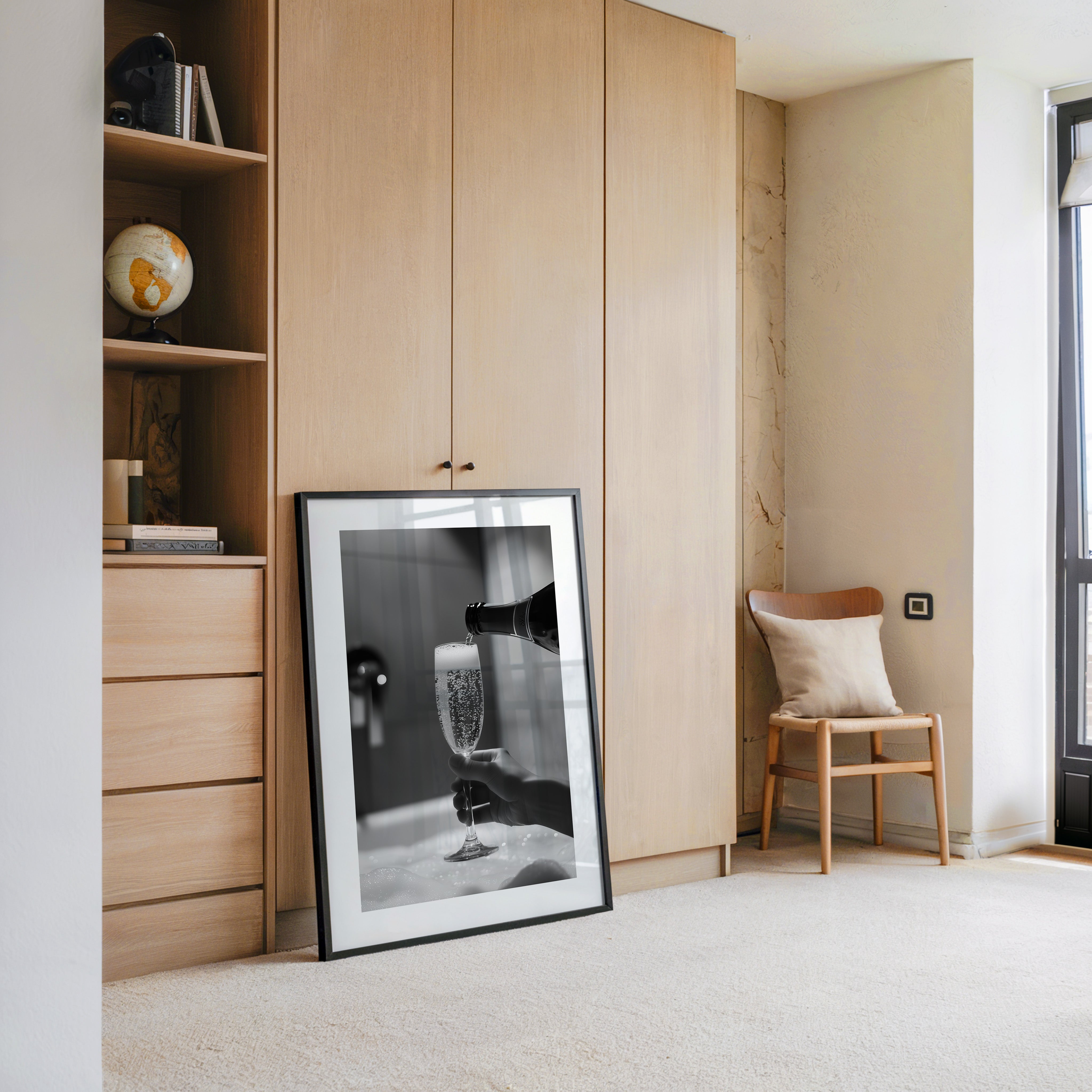 Sektglas Schwarzweiß Schaum