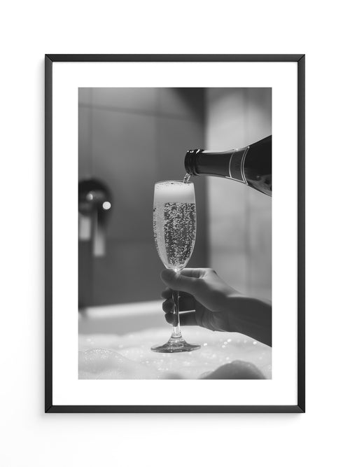 Sektglas Schwarzweiß Schaum