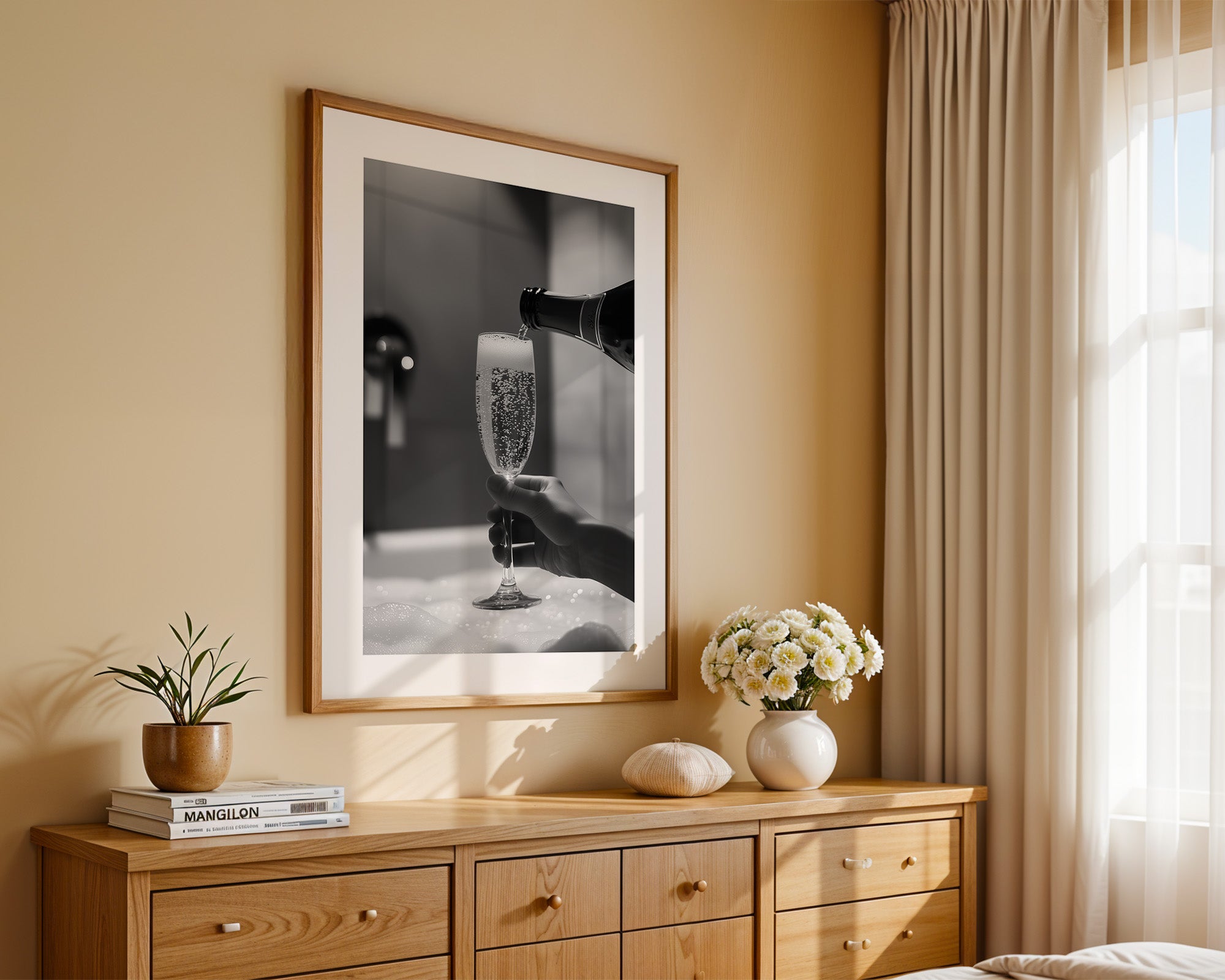 Sektglas Schwarzweiß Schaum