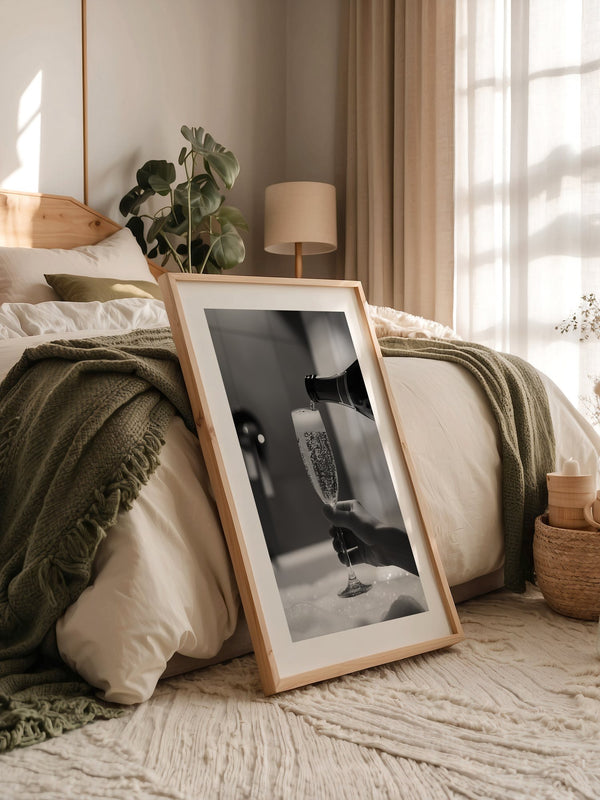 Sektglas Schwarzweiß Schaum