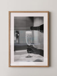 Sektglas Schwarzweiß Schaum