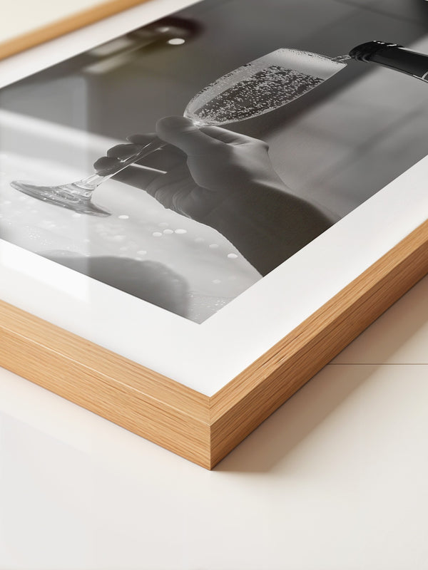 Sektglas Schwarzweiß Schaum