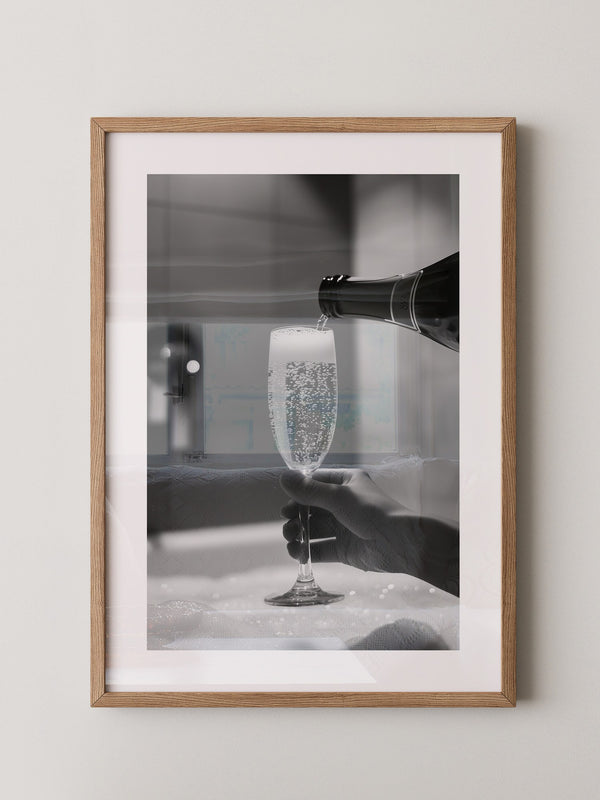 Sektglas Schwarzweiß Schaum