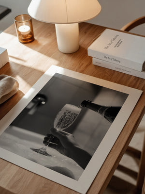 Sektglas Schwarzweiß Schaum