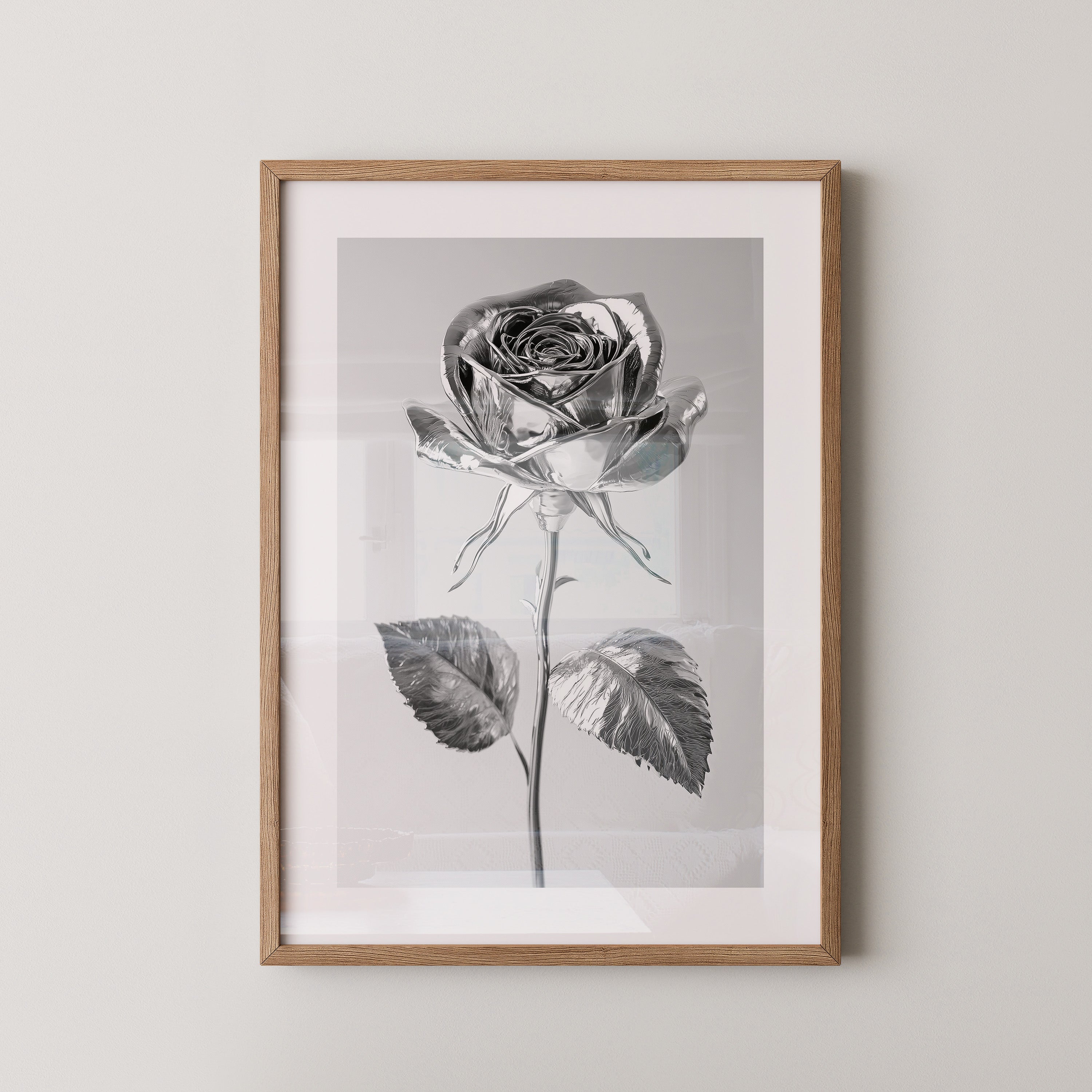 Silberne Rose glänzend