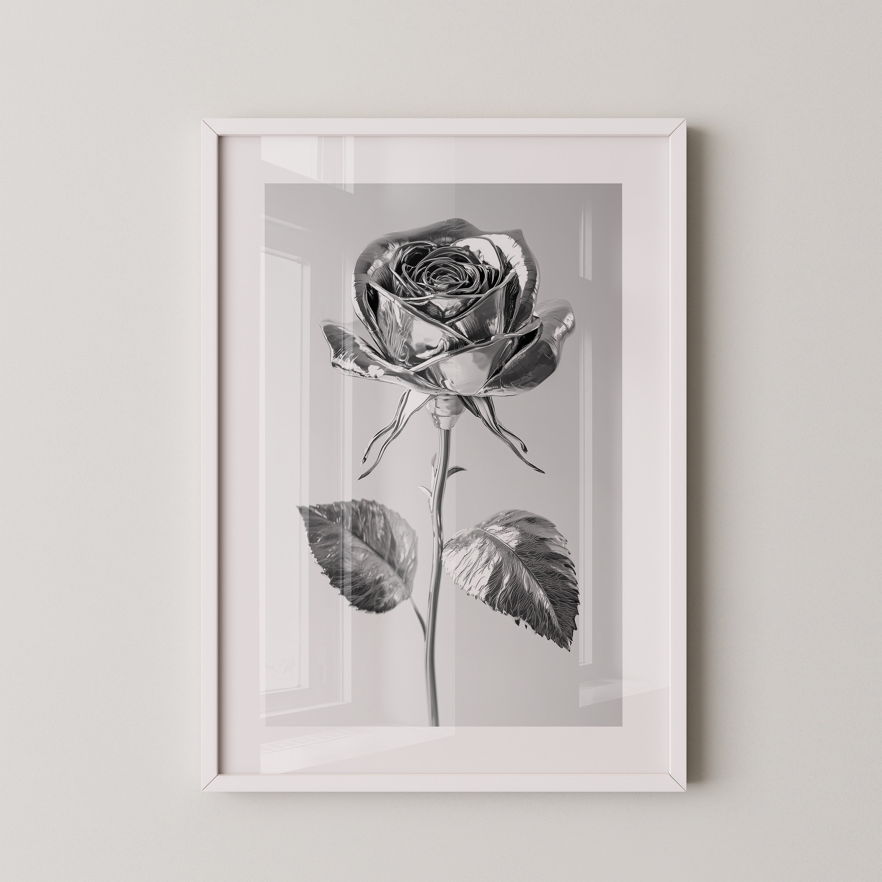 Silberne Rose glänzend