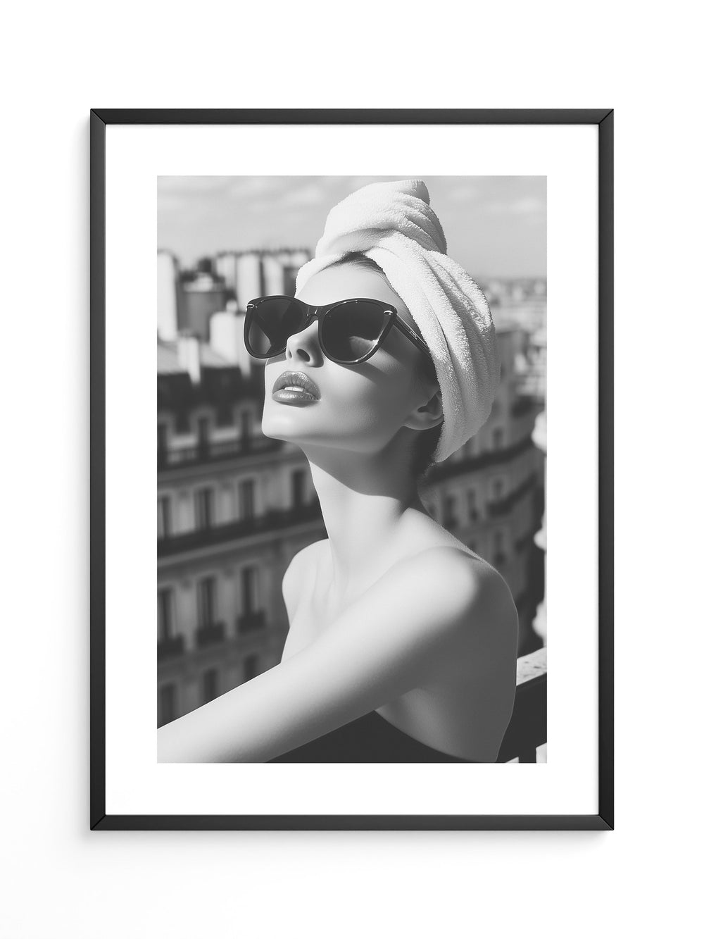 Städeterrasse Frau Schwarzweiß