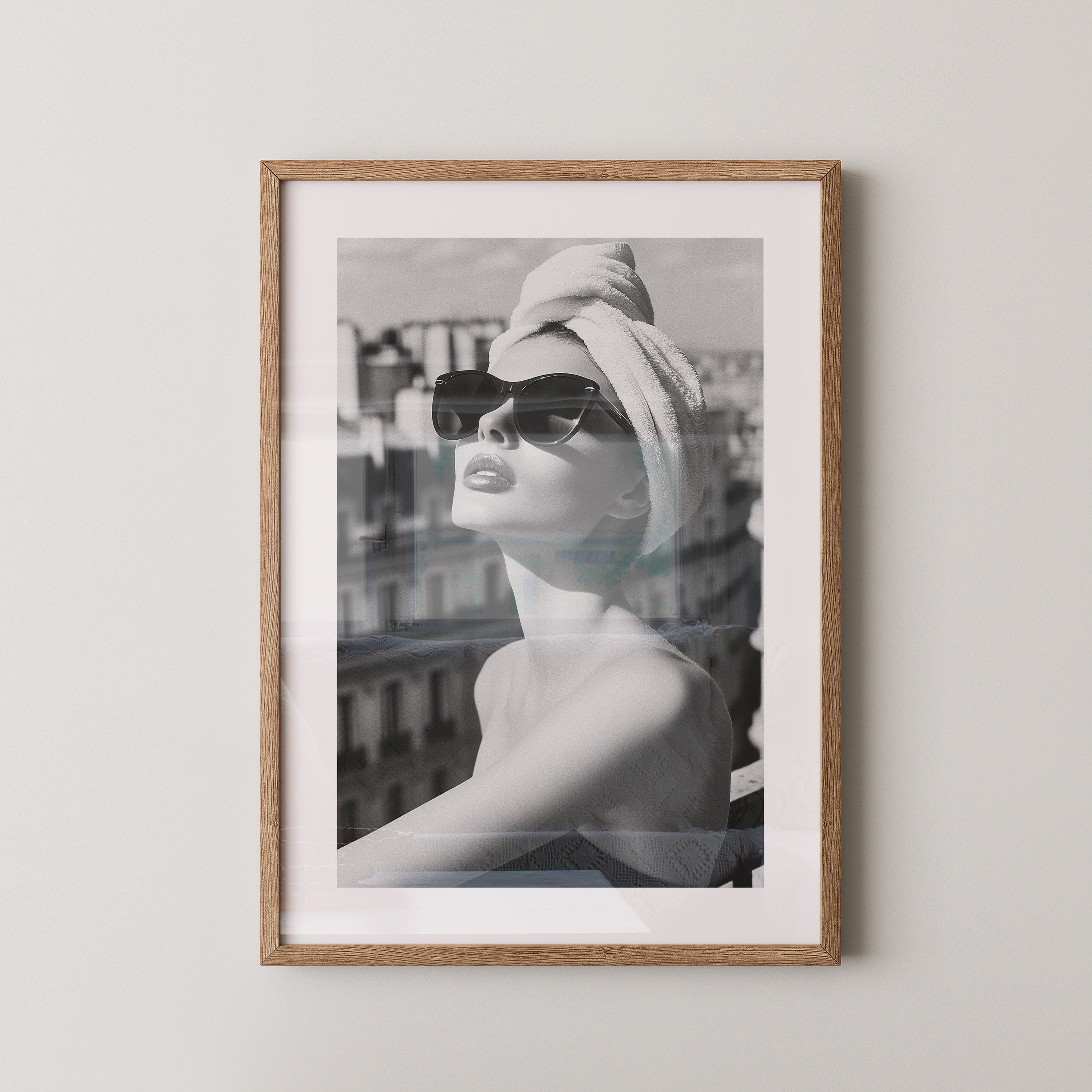 Städeterrasse Frau Schwarzweiß