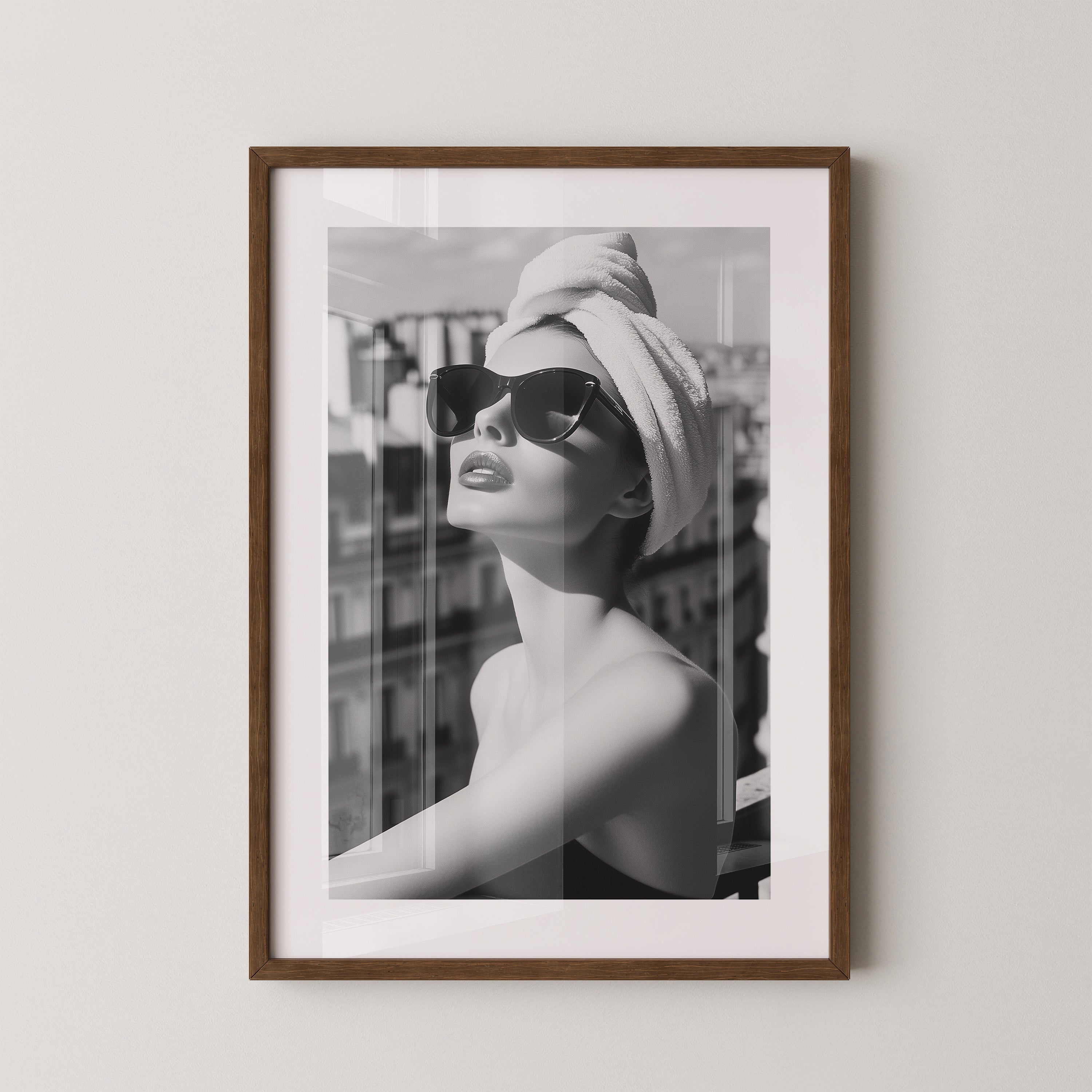 Städeterrasse Frau Schwarzweiß