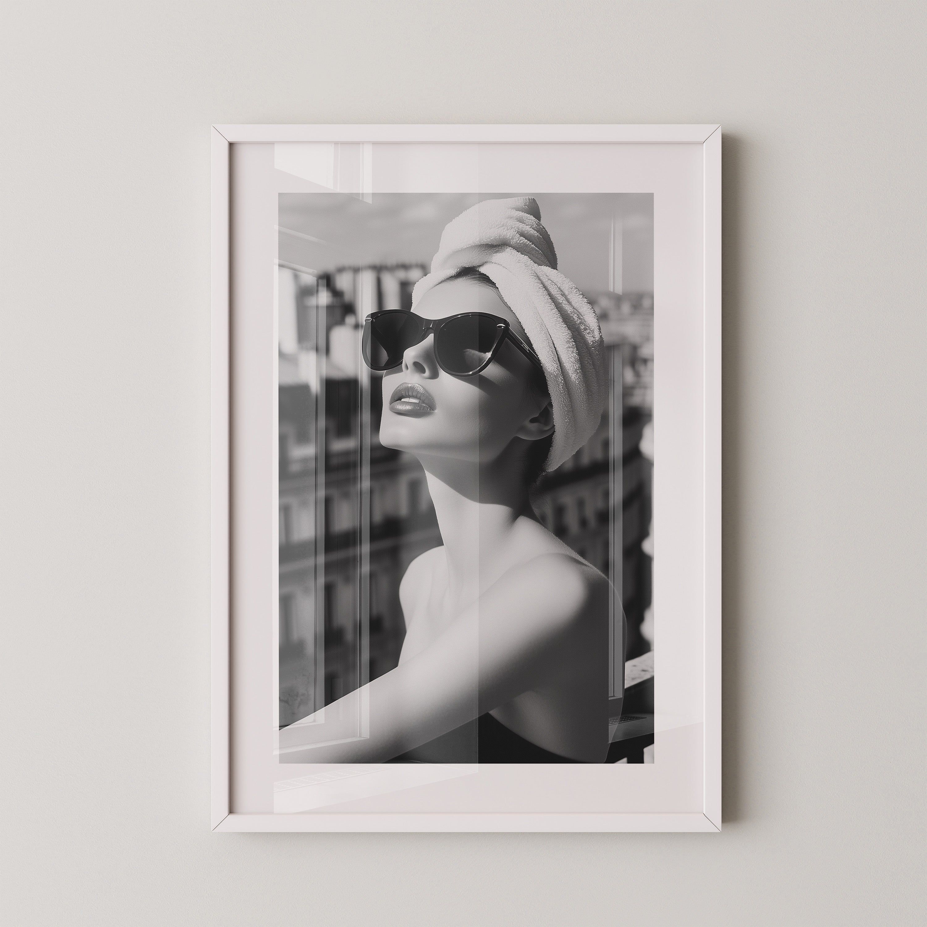 Städeterrasse Frau Schwarzweiß