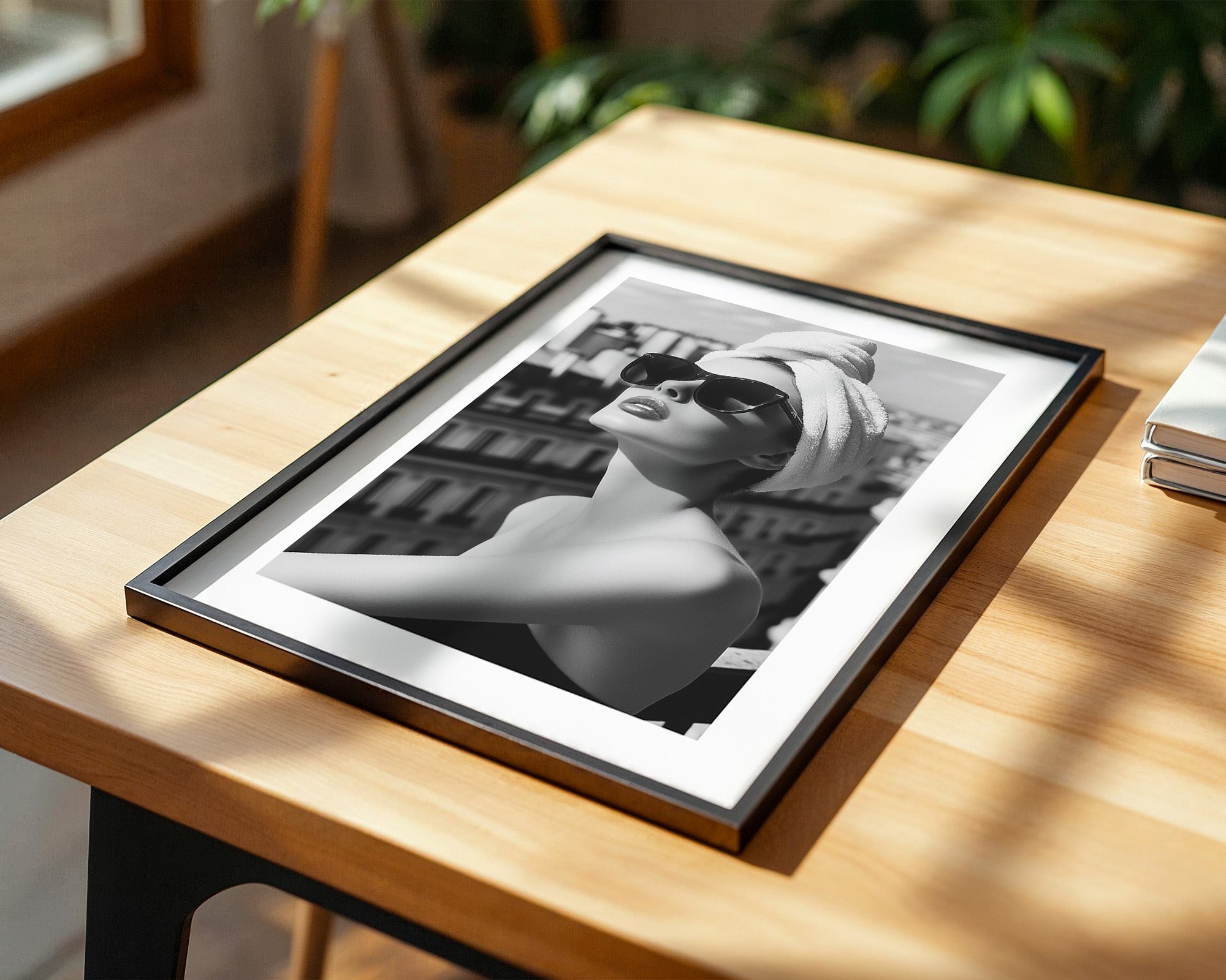 Städeterrasse Frau Schwarzweiß