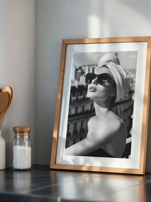 Städeterrasse Frau Schwarzweiß